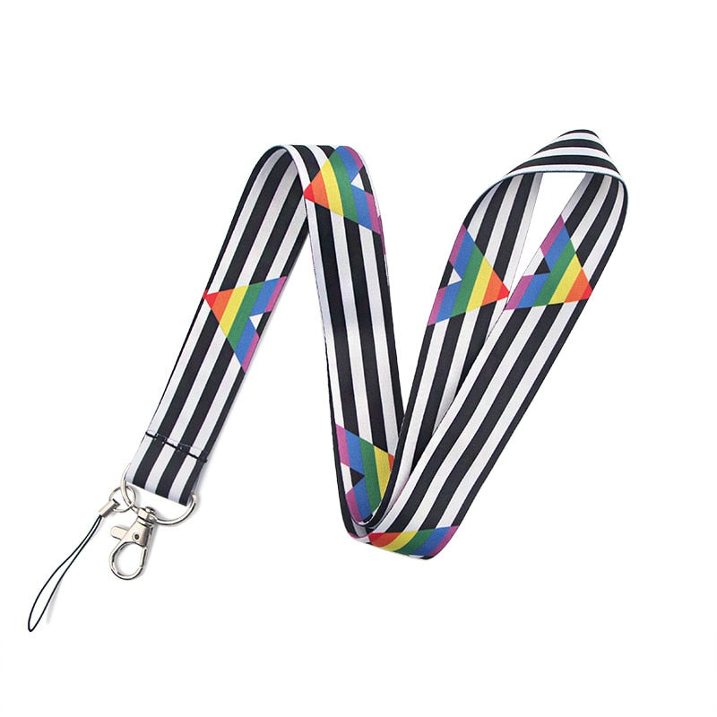 LGBT Rainbow Heart Webbing Lanyard Neck Straps For Phone Charms Accessories