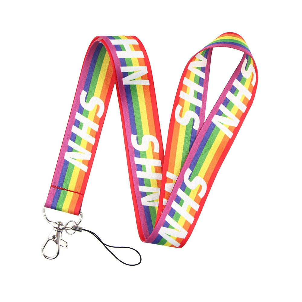 LGBT Rainbow Heart Webbing Lanyard Neck Straps For Phone Charms Accessories