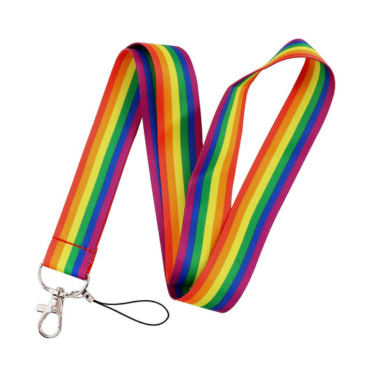 LGBT Rainbow Heart Webbing Lanyard Neck Straps For Phone Charms Accessories