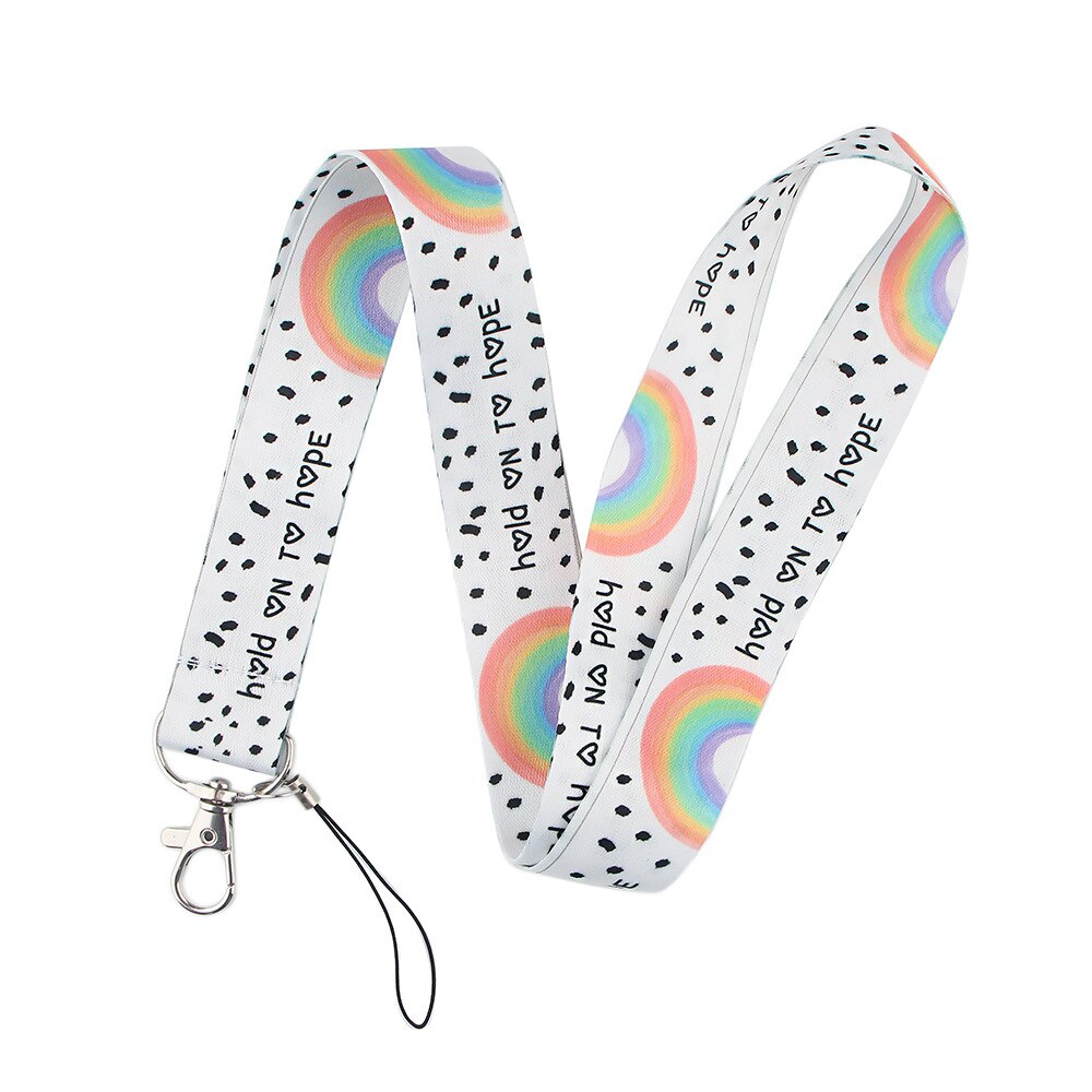 LGBT Rainbow Heart Webbing Lanyard Neck Straps For Phone Charms Accessories