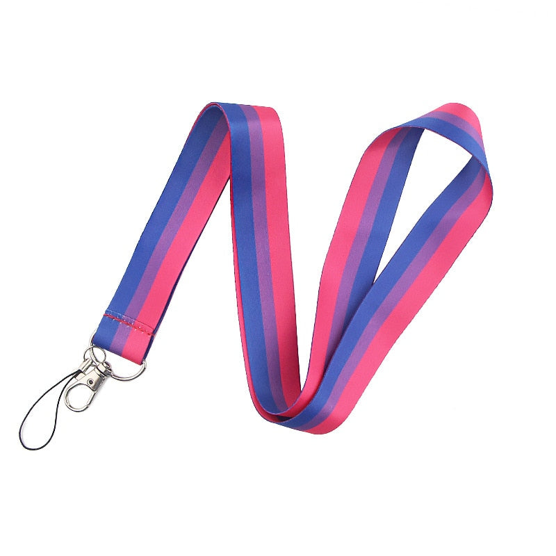 LGBT Rainbow Heart Webbing Lanyard Neck Straps For Phone Charms Accessories